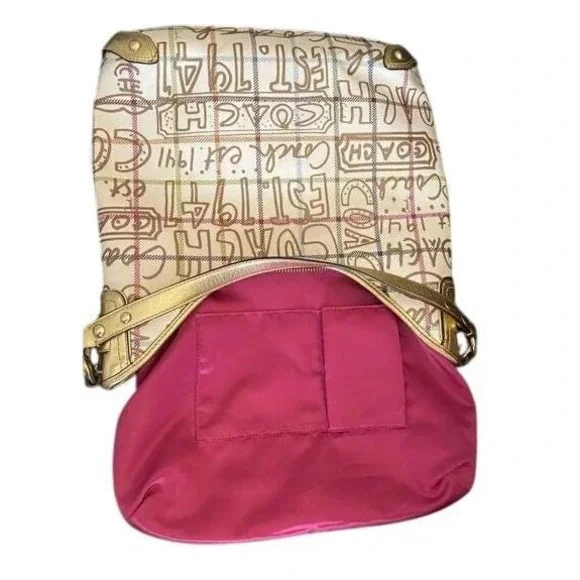 Coach Est 1941 Hobo Shoulder Bag Beige Plaid Script Logo - Picture 14 of 14